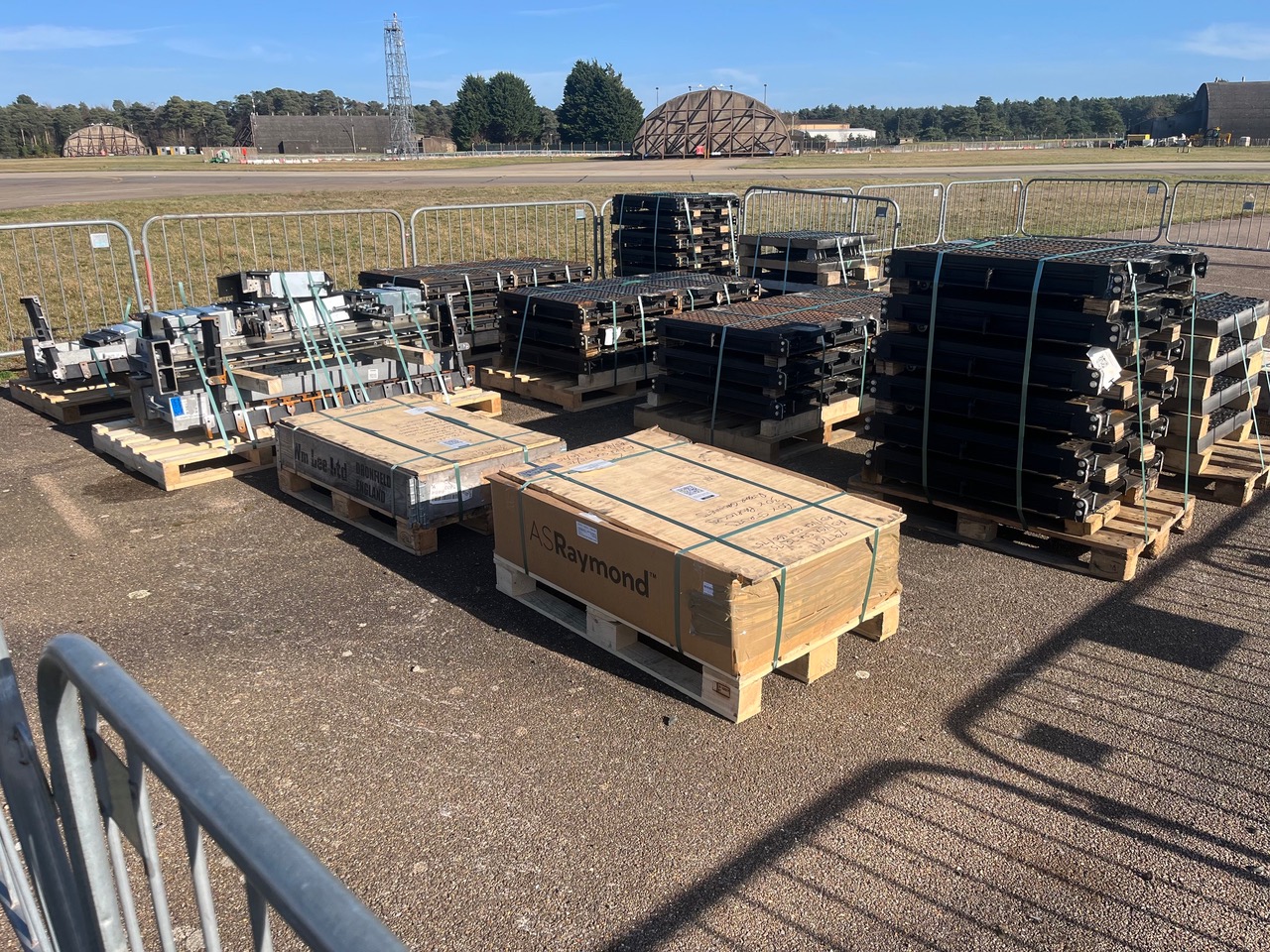 Formwork equipment and materials prepared for works at RAF Lakenheath