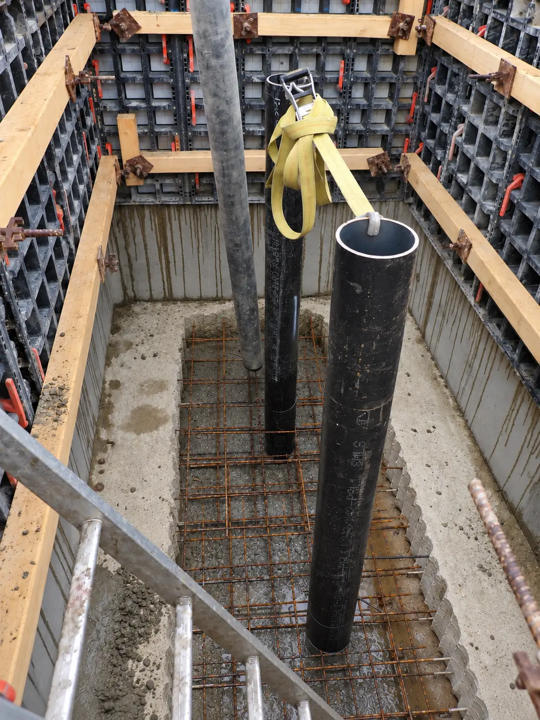 Pipe installation within reinforced concrete formwork at RAF Mildenhall